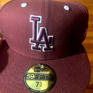 2 New LA Dodgers new era 59fifty baseball cap in crimson color. Size 7 3/4